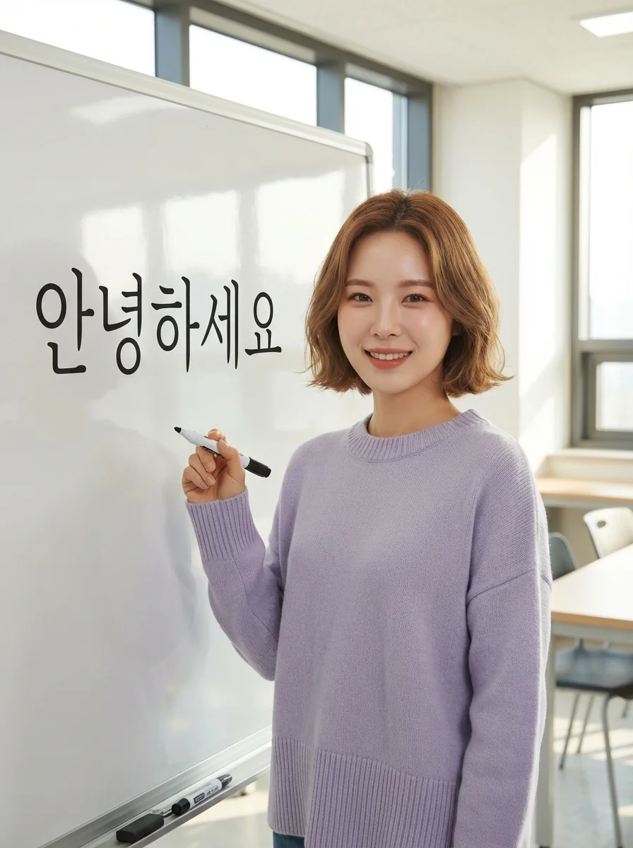 Students learning Korean in a live Zoom class