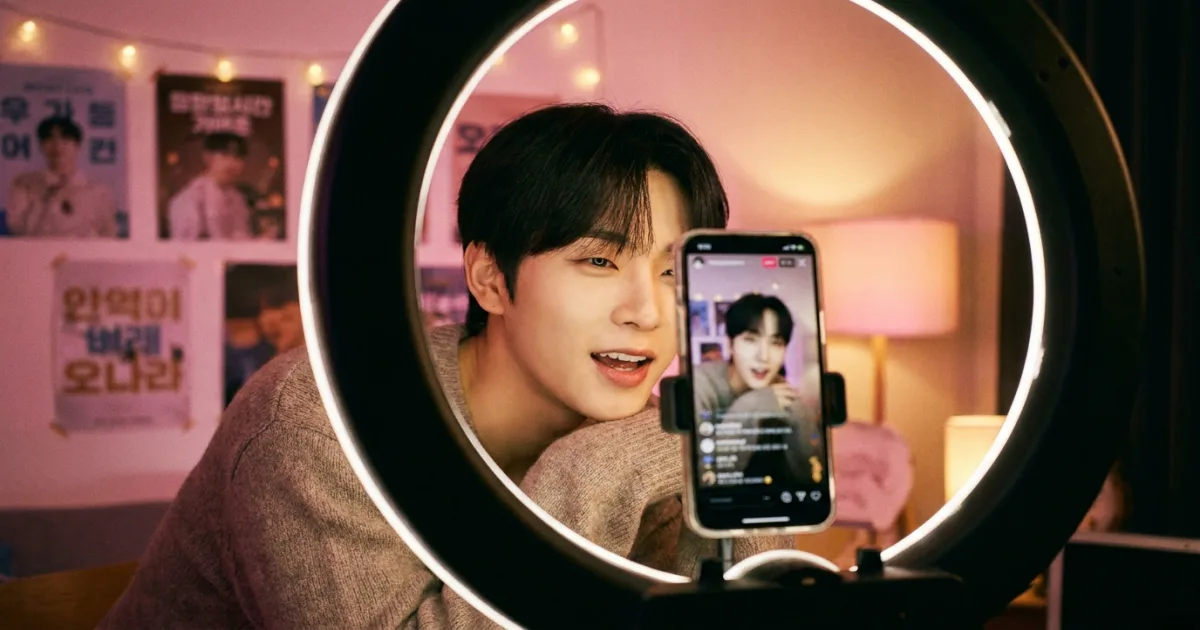 A K-pop idol opening a V Live, the moment fans hear eotteoke jinaeseyo